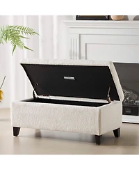 Streamdale White Boucle Storage Ottoman