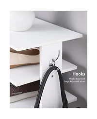Streamdale Furniture 7-Tier Vertical Shoe Rack Organizer with Hooks - White