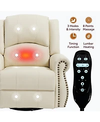 Streamdale Furniture Heat Massage Rocker Swivel Recliner Chair