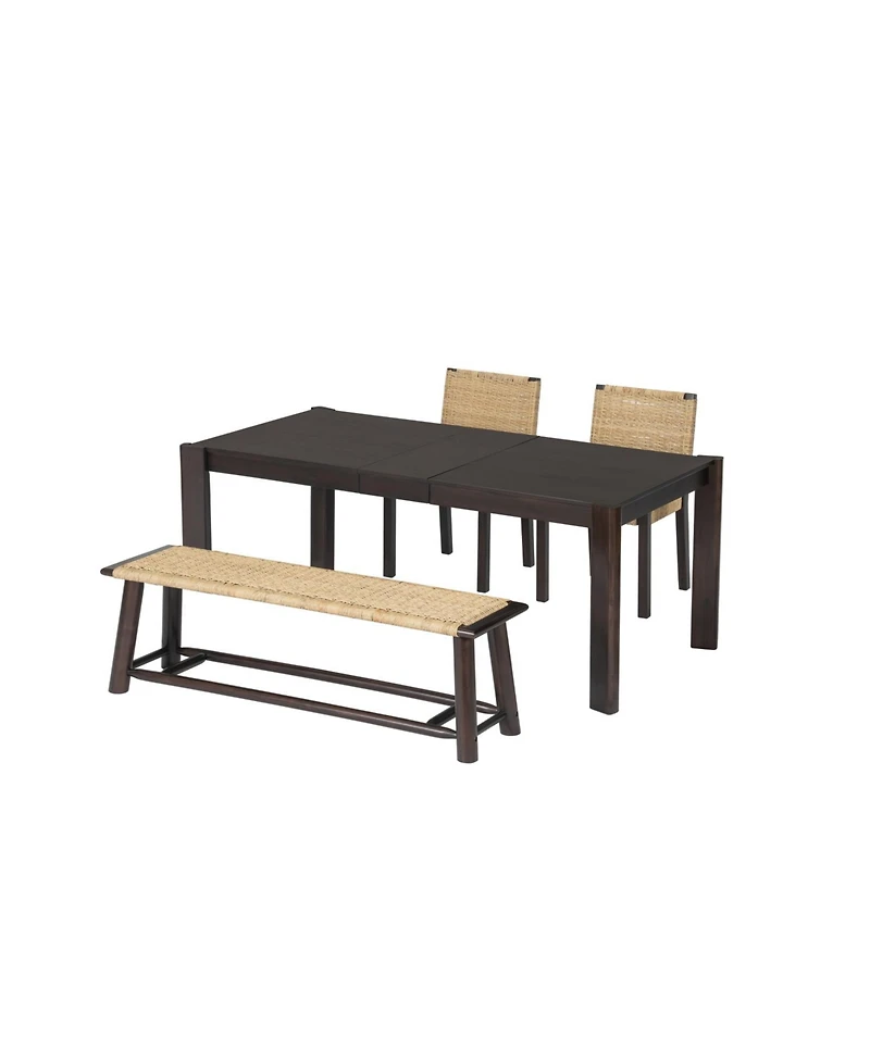 Streamdale Furniture Farmhouse Extendable Dining Set - Walnut & Champagne