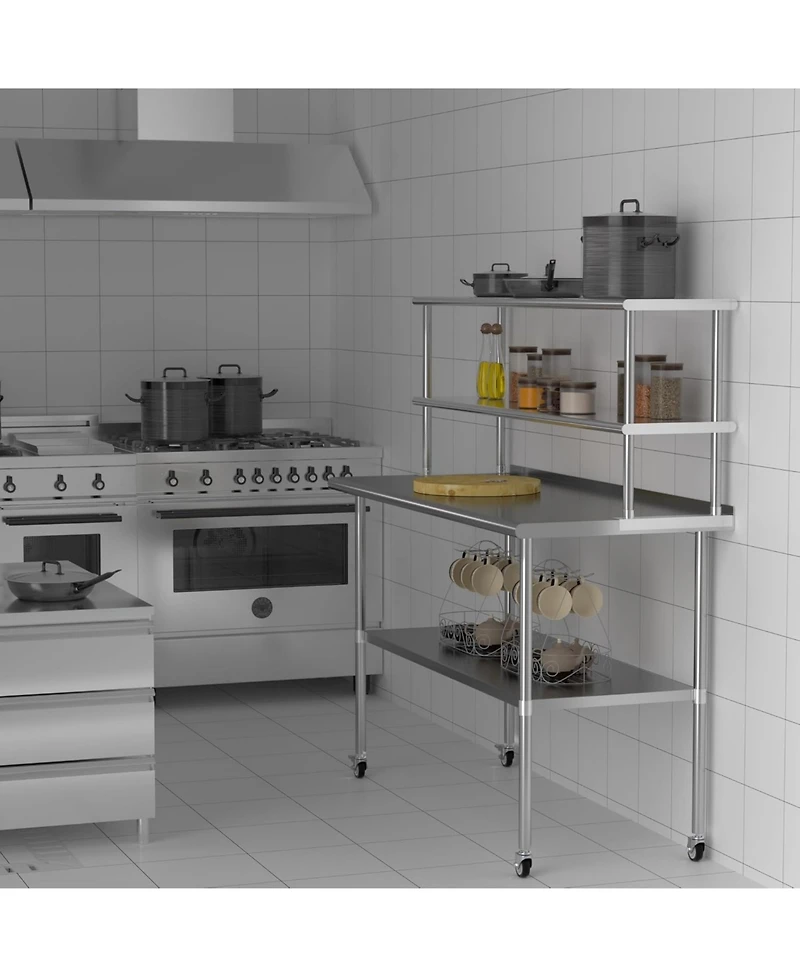 Streamdale Furniture Double Overshelf 2 Tier Stainless Steel 12x36"