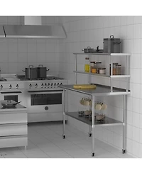 Streamdale Furniture Double Overshelf 2 Tier Stainless Steel 12x36"