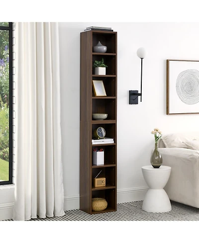 Streamdale Furniture 8-Tier Media Tower Rack, Adjustable Shelves, Tall Bookcase