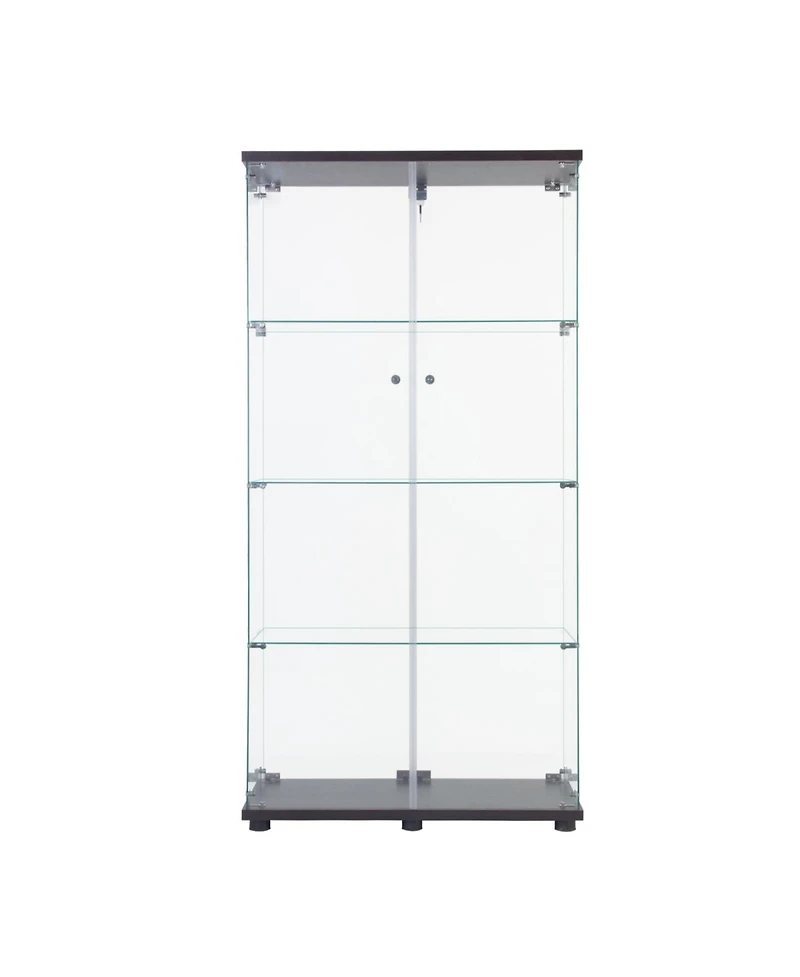 Streamdale Furniture Two Door Glass Cabinet Glass Display Cabinet with 4 Shelves, Black
