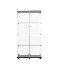 Streamdale Furniture Two Door Glass Cabinet Glass Display Cabinet with 4 Shelves, Black