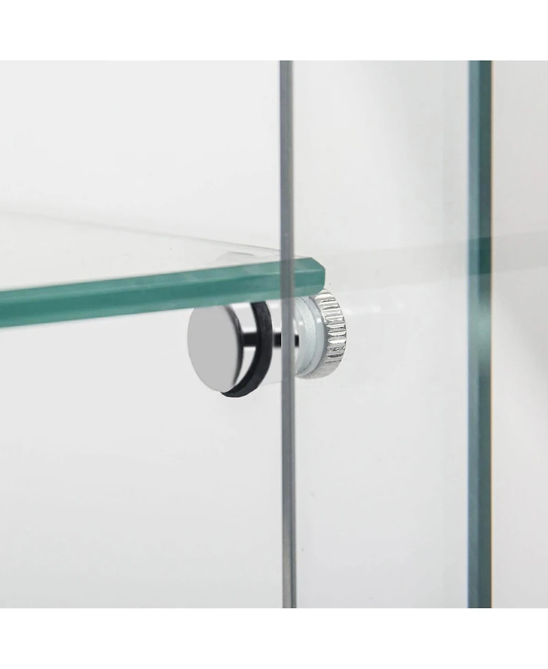 Streamdale Furniture Tempered Glass Display Cabinet w/ Led, Lock, Mirror Back - White