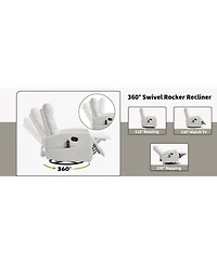 Streamdale Furniture Streamdale White Fabric Heat Massage Rocker Recliner