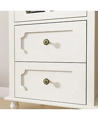 Streamdale Furniture minimalist Buffet Cabinet with Glass Doors & Double Drawer