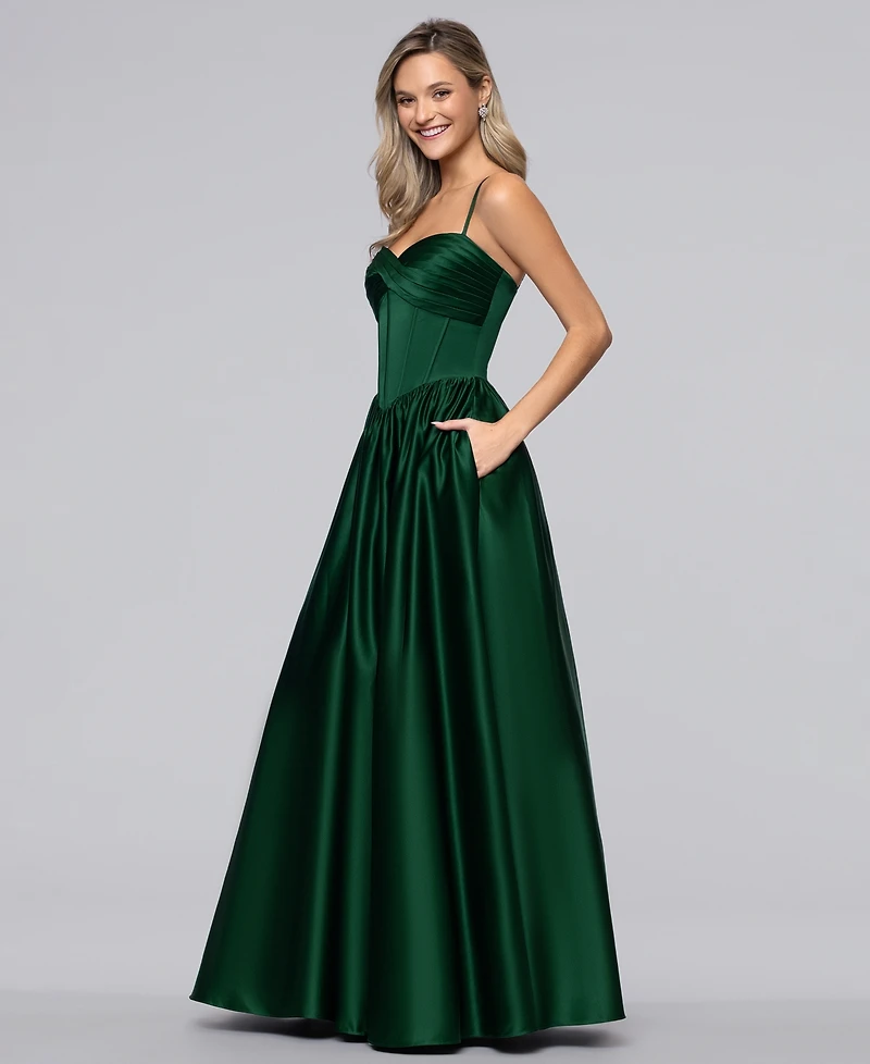 Blondie Nites Juniors' Lamour Twist Front-Corset Ball Gown