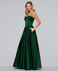 Blondie Nites Juniors' Lamour Twist Front-Corset Ball Gown