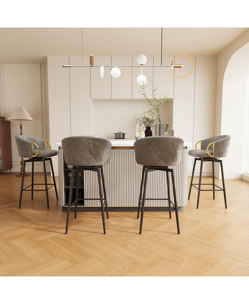 Streamdale Furniture 4 Velvet Swivel Bar Chairs Modern, Comfortable, Flexible