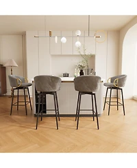 Streamdale Furniture 4 Velvet Swivel Bar Chairs Modern, Comfortable, Flexible