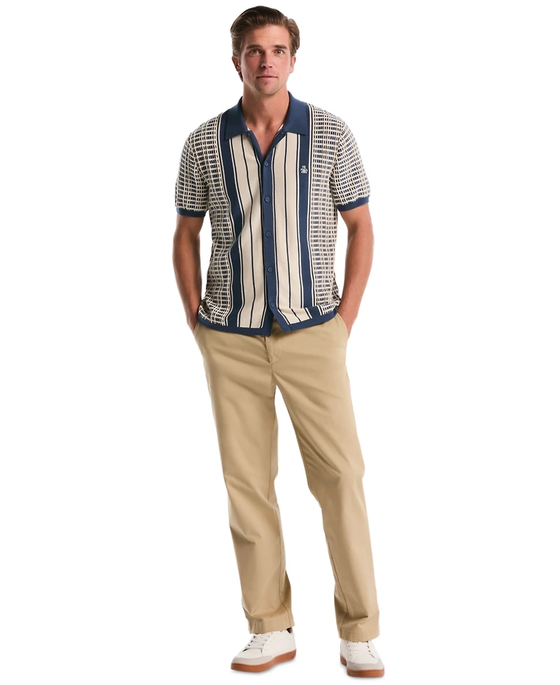 Original Penguin Men's Plaid & Stripe Patterned Slim-Fit Polo Sweater