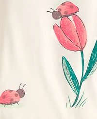 Carter's Baby Girls' Ladybug Floral Print Short-Sleeve T-Shirt and Snug-Fit Pajama, 4-Piece Set