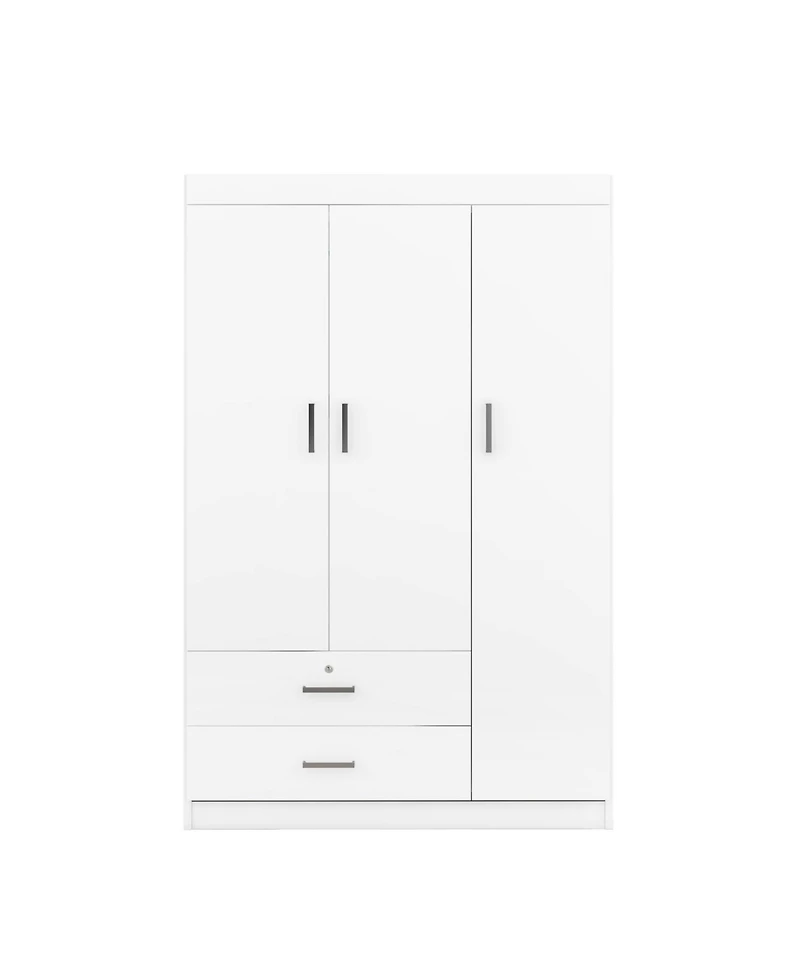 Streamdale 3-Door Wardrobe with 2 Drawers, White