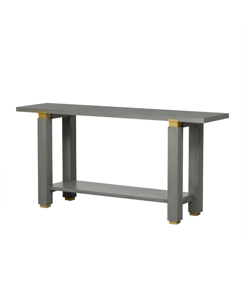 Streamdale Furniture Modern Console Table - Solid Wood Metal Accents Shelf