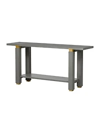 Streamdale Furniture Modern Console Table - Solid Wood Metal Accents Shelf
