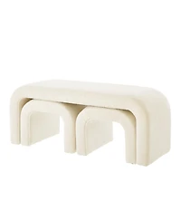 Streamdale Furniture U-Shaped Teddy Ottoman Bench Set of 3- Cream