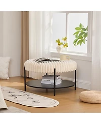 Streamdale Furniture Upholstered Round Ottoman Coffee Table with Storage