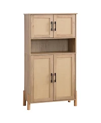 Streamdale Furniture Mid-Century 4-Door Rattan Cabinet