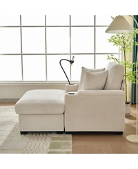 Streamdale Furniture 55" Oversized Chaise Lounge Chair with Ottoman, Storage & Usb - Beige