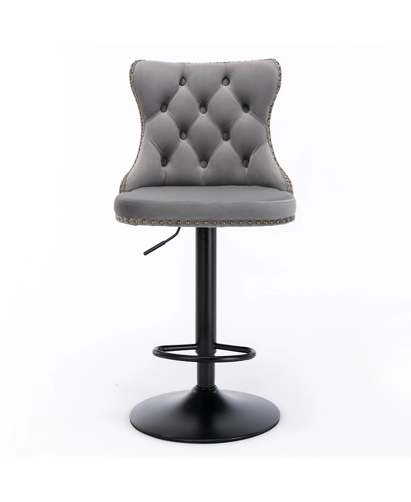 Streamdale Furniture Streamdale Swivel Velvet Bar Stools, Adjustable Height, Set of 2