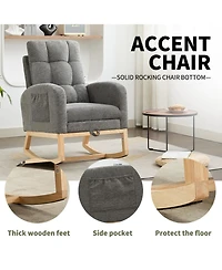 Streamdale Furniture Modern Rocking Chair with Wood Legs & Adjustable Footrest