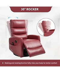 Streamdale Furniture Red Fabric Heat Massage Rocker Recliner
