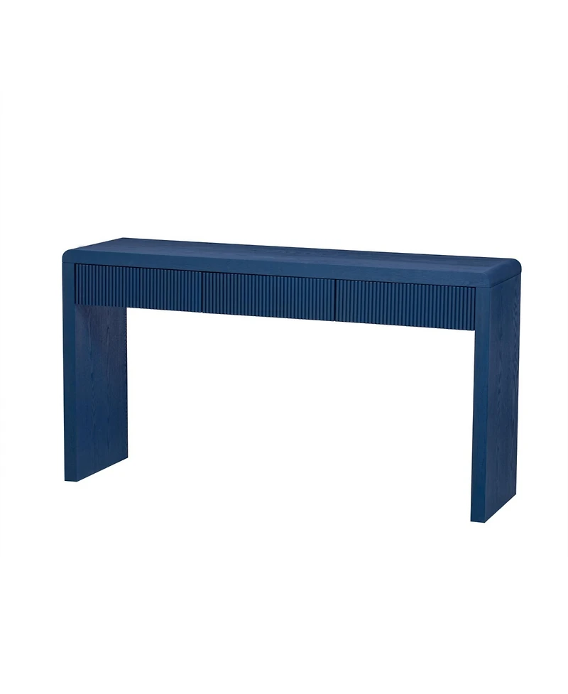 Streamdale Furniture Rustic Console Table - Fluted Drawers, Wood Veneer, Apricot