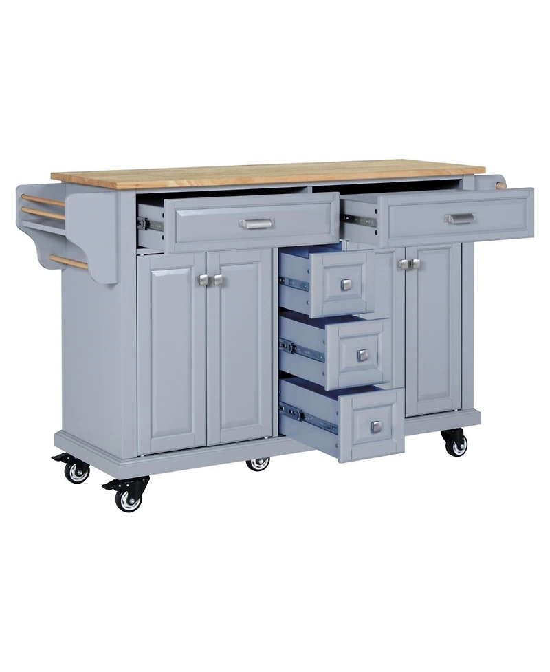 Simplie Fun Cambridge Natural Wood Top Kitchen Island with Storage