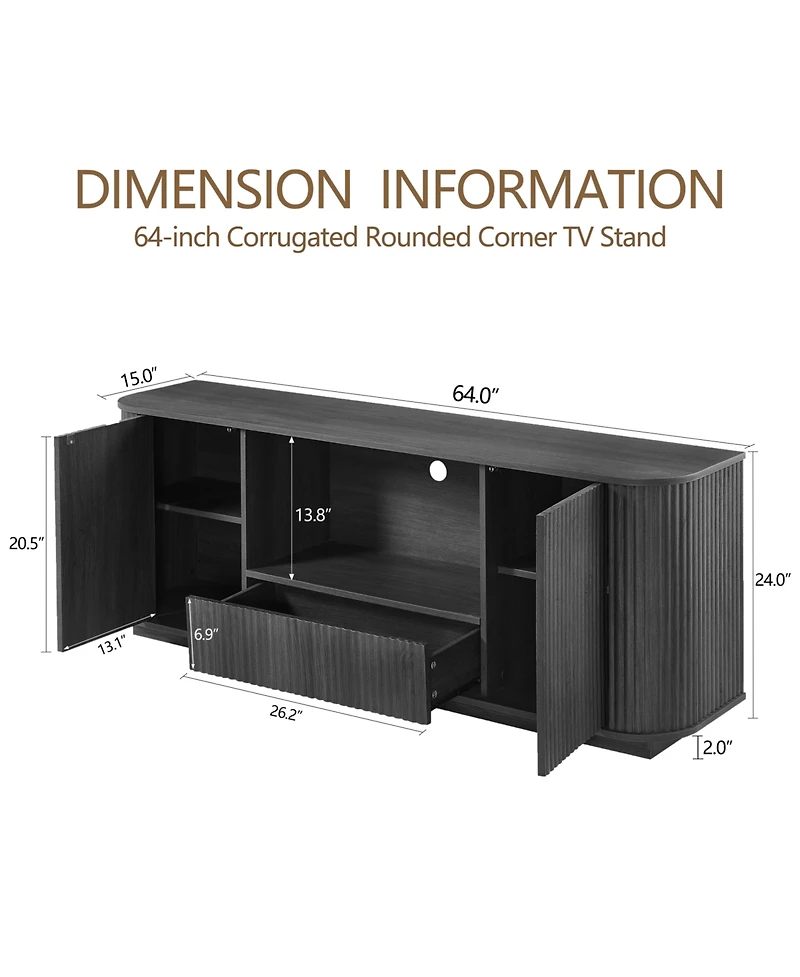 Streamdale Furniture 64" Wavy Tv Stand
