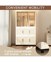 Streamdale Furniture Portable Wardrobe Closet Organizer - 9 Cubes & Rod White