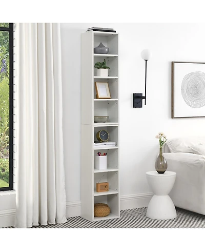 Streamdale Furniture 8-Tier Media Tower Rack, Adjustable Shelves, Tall Bookcase