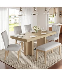 Streamdale Furniture Streamdale Farmhouse Extendable Dining Table Set with Bench & 4 Chairs