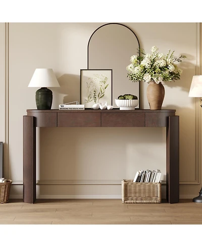 Streamdale Furniture Espresso Entryway Console Table - Fluted Design & 2 Drawers