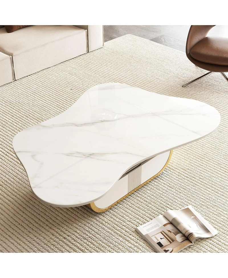 Streamdale Furniture Streamdale Butterfly Coffee Table - Sintered Stone Top, Storage & Drawer