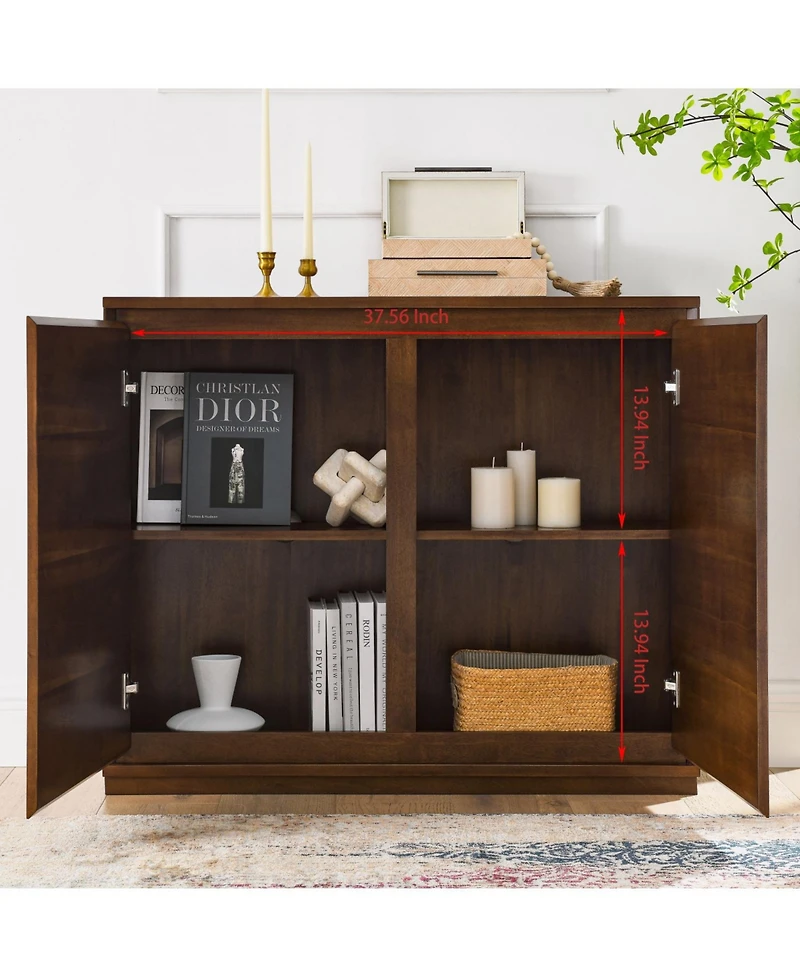 Streamdale Furniture Walnut Sideboard Buffet Cabinet with Outlets