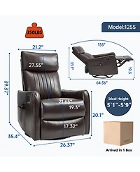 Streamdale Furniture Brown Faux Leather Massage Rocker Recliner