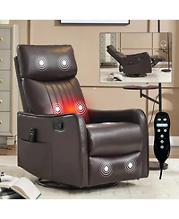 Streamdale Furniture Brown Faux Leather Massage Rocker Recliner