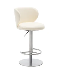 Streamdale Furniture Titanium Leather Bar Stool, Swivel Adjustable Height, White