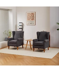 Streamdale Furniture Vintage Luxury Coffee Table & Armchair Set (Dark Grey/Natural Wood)