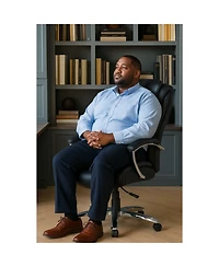 Streamdale Furniture Ergonomic Pu Leather Office Chair with Lumbar Support