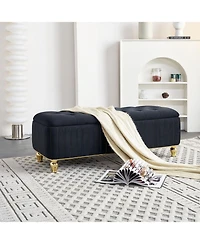 Streamdale Furniture Streamdale Velvet Storage Ottoman with Gold Accents