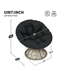 Streamdale Furniture 40" Ergonomic Wicker Chair with Cloud Cushion and 3-Proof Cover for Indoor Comfort