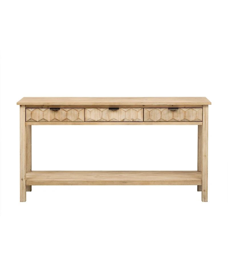 Streamdale Furniture 60" Fir Veneer Entryway Table with Honeycomb Fronts & 3 Drawers