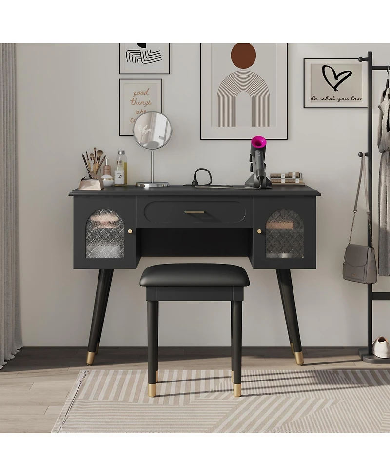 Streamdale Furniture Vanity Makeup Table Set Charging Port