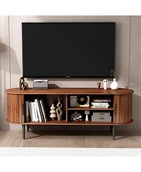 Streamdale Furniture 55" Modern Tv Stand with Sliding Door & Storage - Walnut