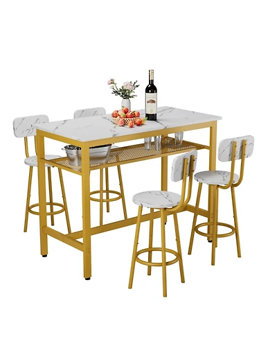 Streamdale Furniture5-Piece Kitchen Counter Height Table Set (Bar Table with 4 Chairs):