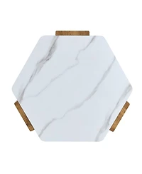 Streamdale Furniture 31" Modern Hexagonal Coffee Table, White Marble Top