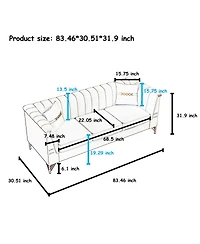 Streamdale Furniture Streamdale Modern Velvet 3-Seater Sofa, Tufted Back